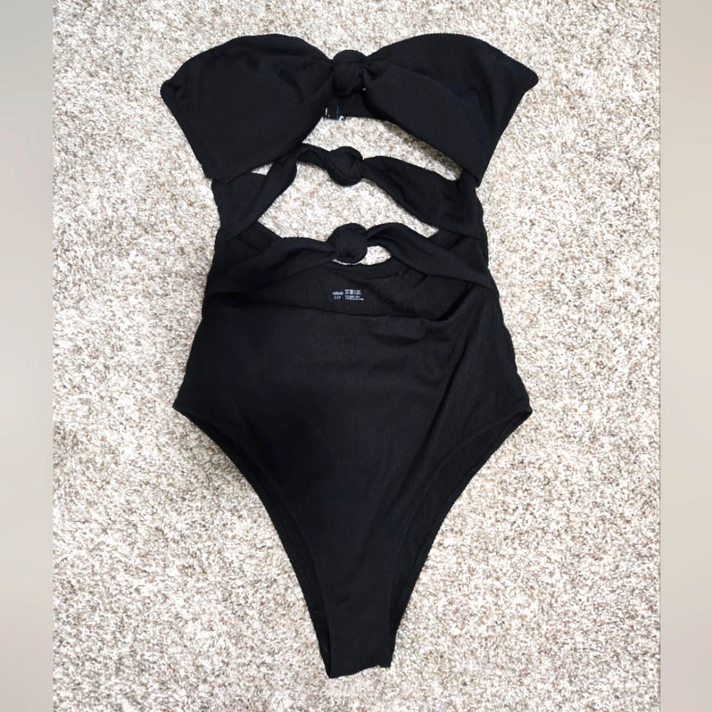Aerie Black Cutout One-Piece Swimsuit